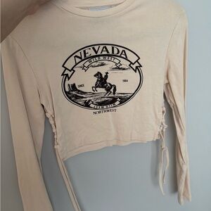 Cream Long Sleeve Graphic Top
